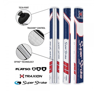 Time For Golf - vše pro golf - Super Stroke putter grip Traxion Flatso 3.0 Red/White/Blue